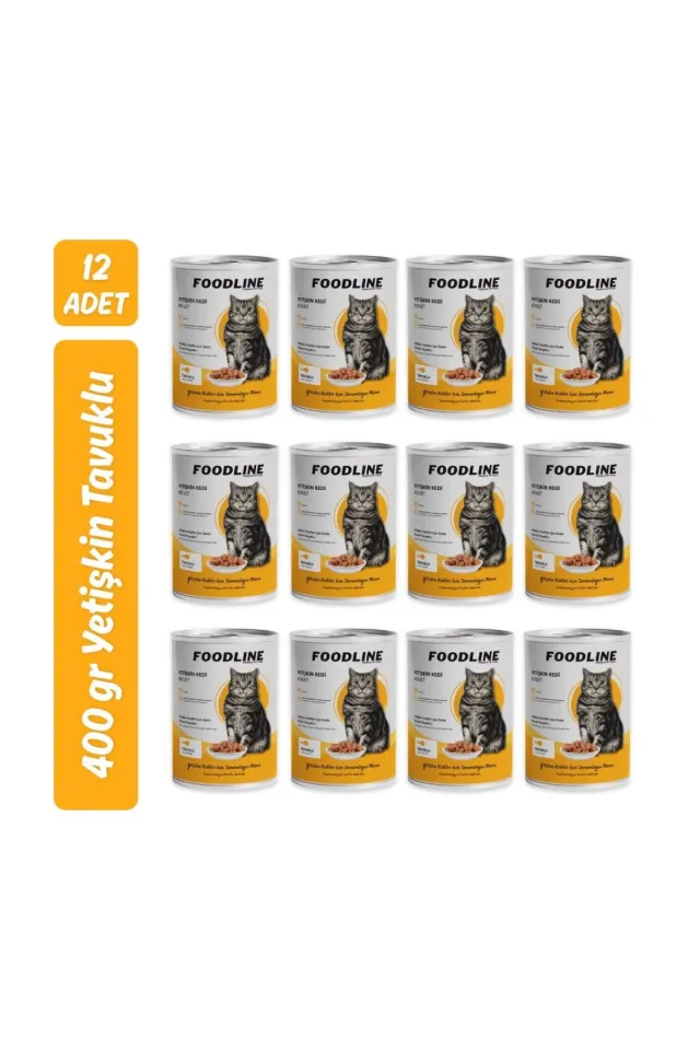 Tavuklu Yetişkin Kedi Konservesi 400 Gr x 12 Adet