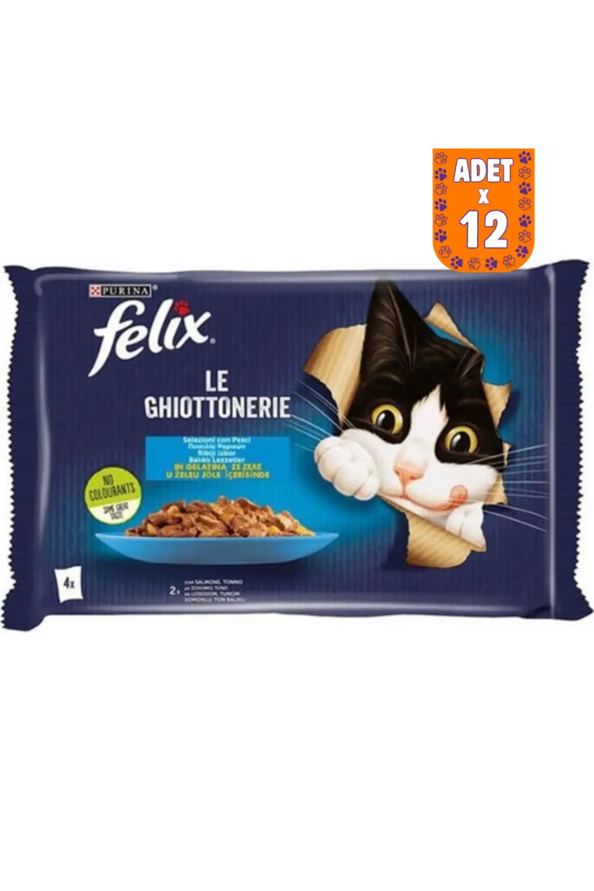 Multipack Somonlu ve Ton Balıklı Kedi Yaş Maması 4x85 Gr 12 Adet
