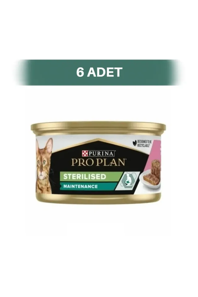 Sterilised Somonlu ve Ton Balıklı Kısırlaştırılmış Kedi Konservesi 6 x 85 gr