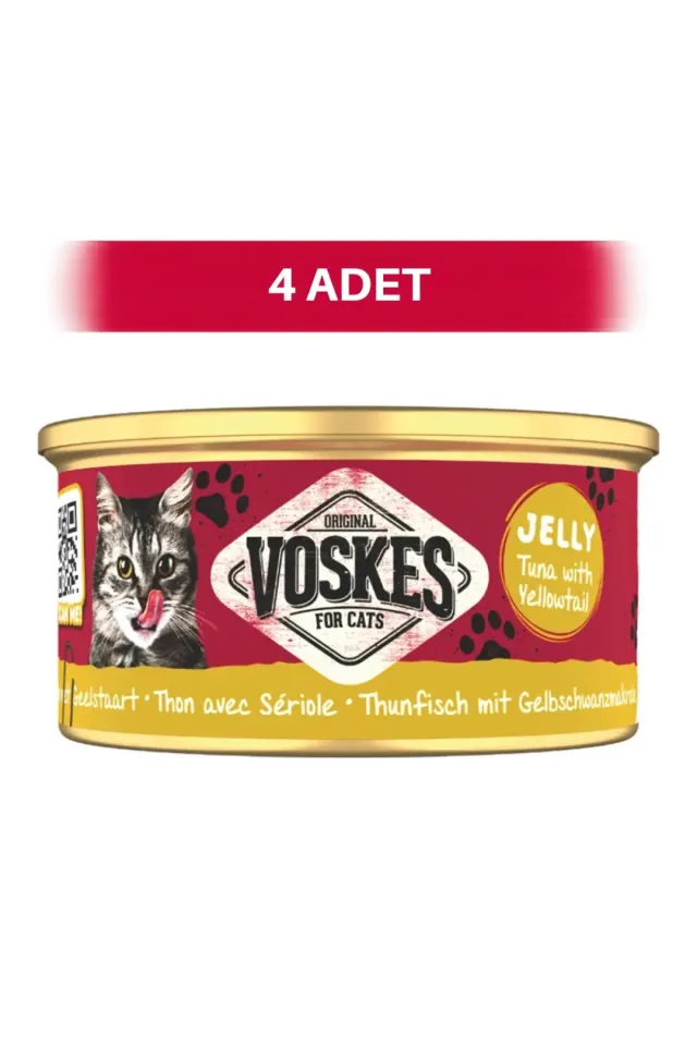 Jöle İçinde Ton Balıklı ve Sarı Kuyruklu Yetişkin Kedi Konservesi 4 x 85 gr
