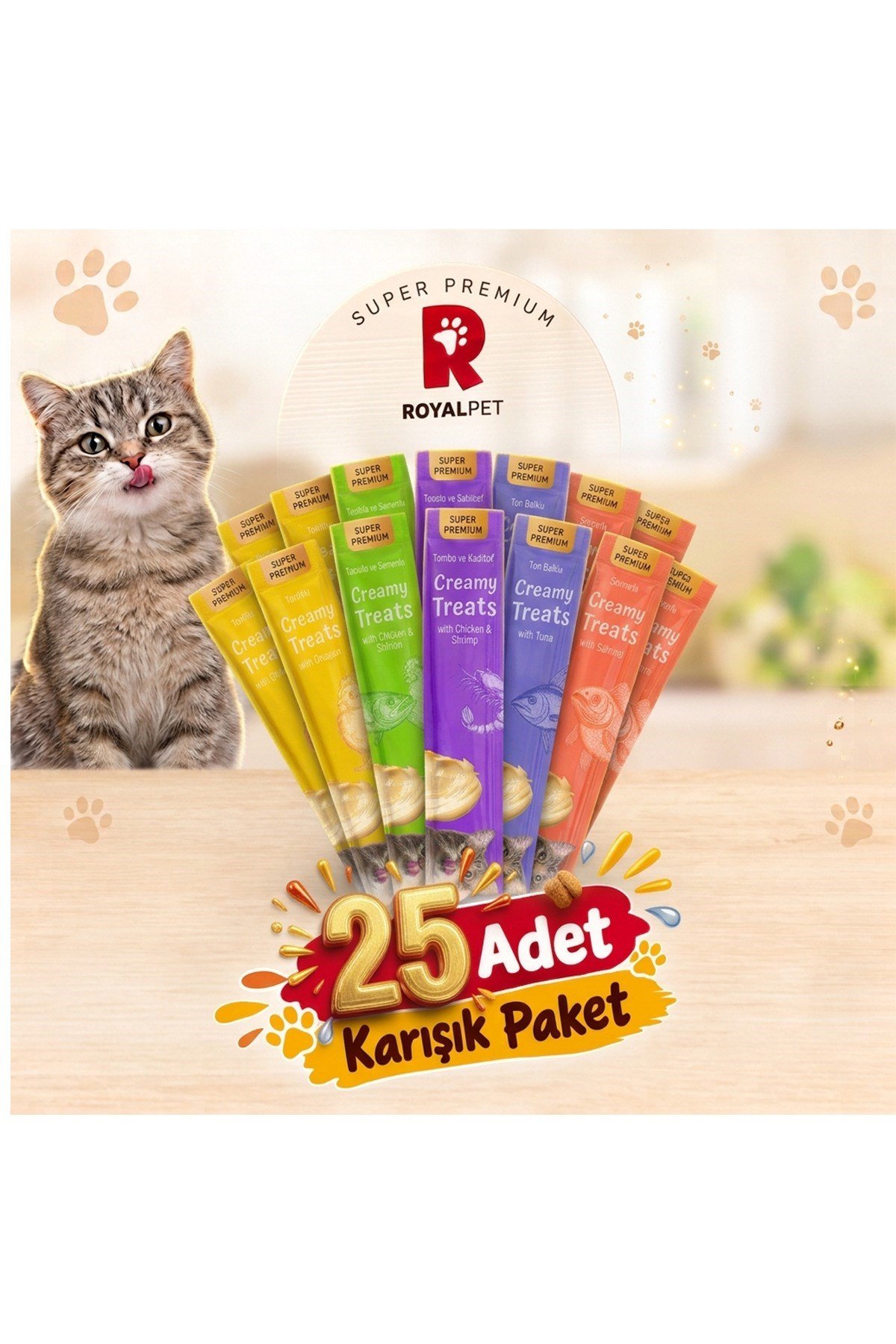 Krema Kedi Ödül Maması Karışık Paket 14 gr x 25 Adet