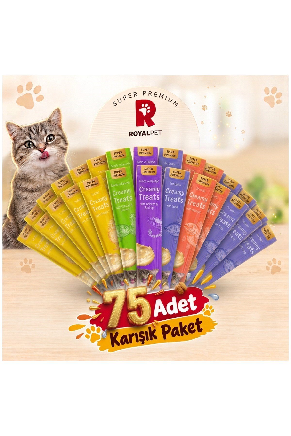 Krema Kedi Ödül Maması Karışık Paket 14 gr x 75 Adet