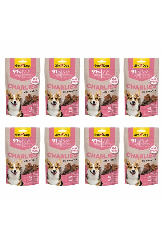 Charlies The Mono Mini Hearts Domuz Etli Köpek Ödülü 70 Gr (8 Adet)