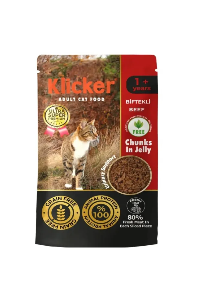 Klicker Pauch Biftekli Kedi Konservesi 85 gr