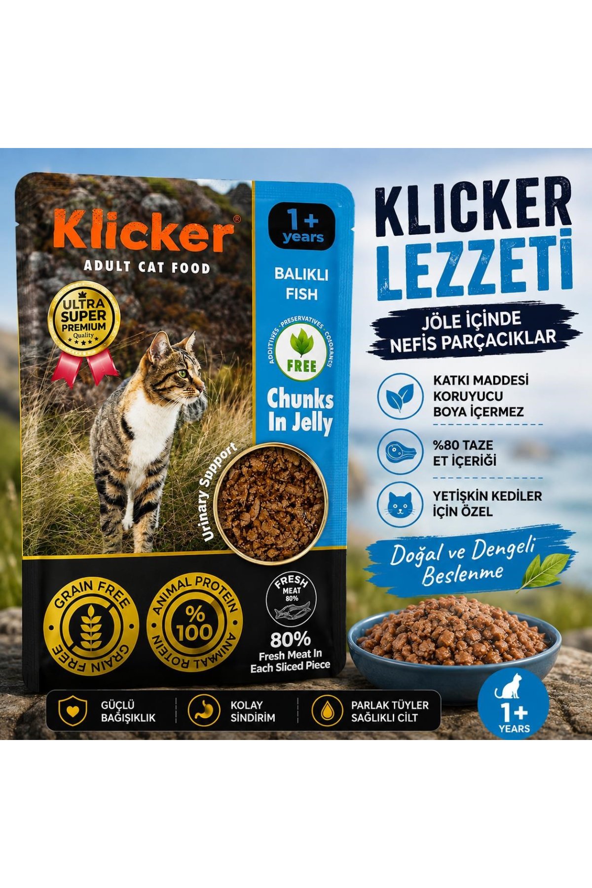 Klicker Balıklı Kedi Konservesi 85 Gr
