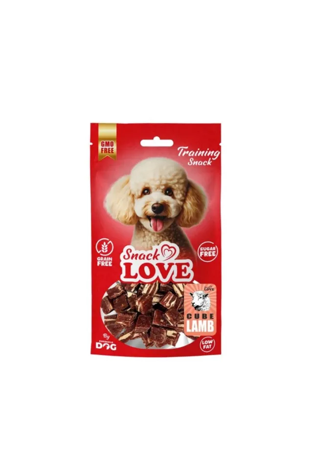Snack Love Köpek Ödül Ve Eğitim Kuzu-Morina Küp Şekil Kesimli 12 mm 70 gr