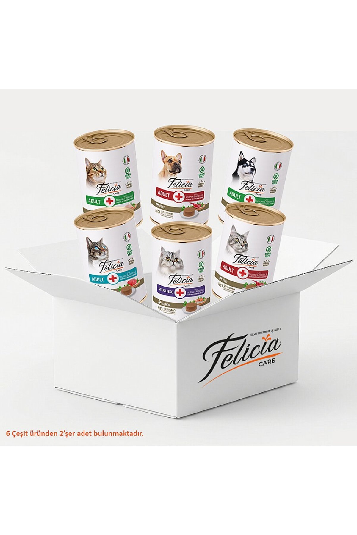 Kedi-Köpek Konservesi 400 g Mix Kolisi-6 Çeşit-12 Adet