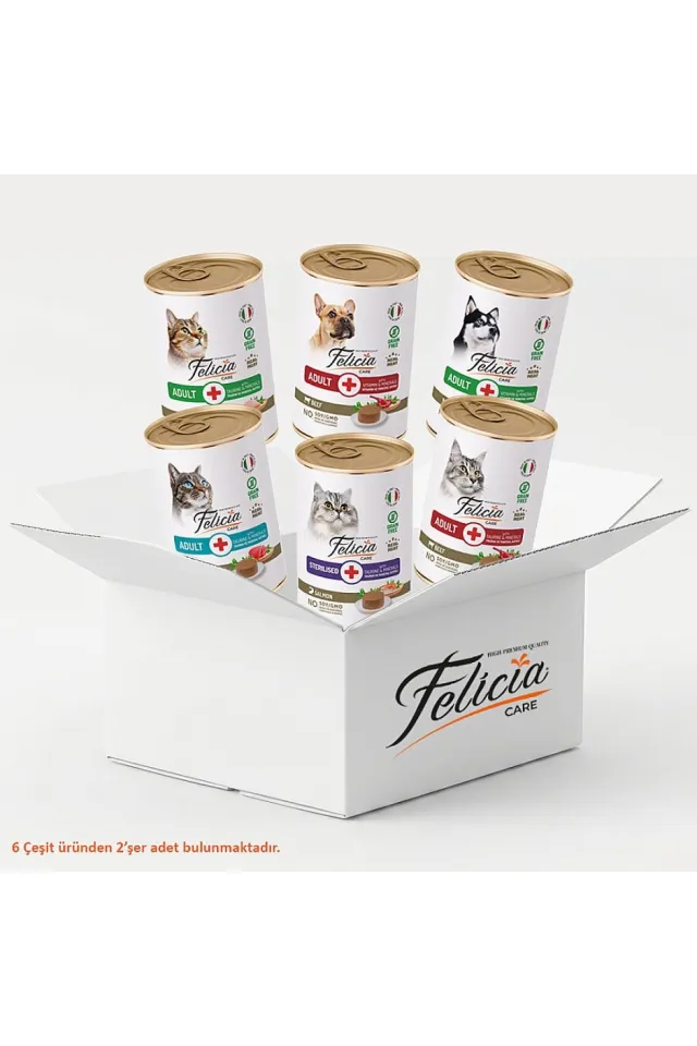 Kedi-Köpek Konservesi 400 g Mix Kolisi-6 Çeşit-12 Adet