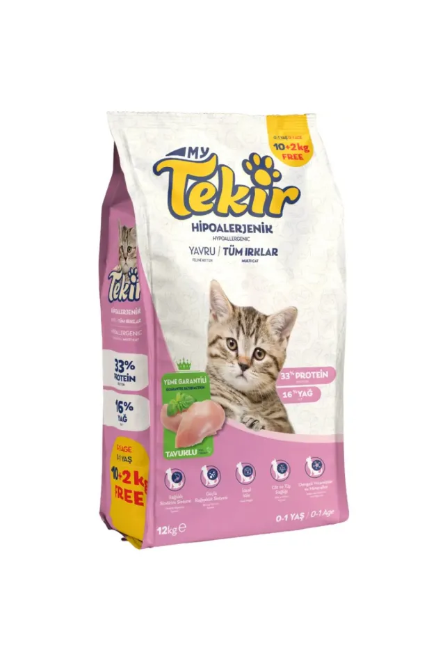 Kitten Hipoalerjenik Tavuklu Yavru Kedi Maması 12 Kg
