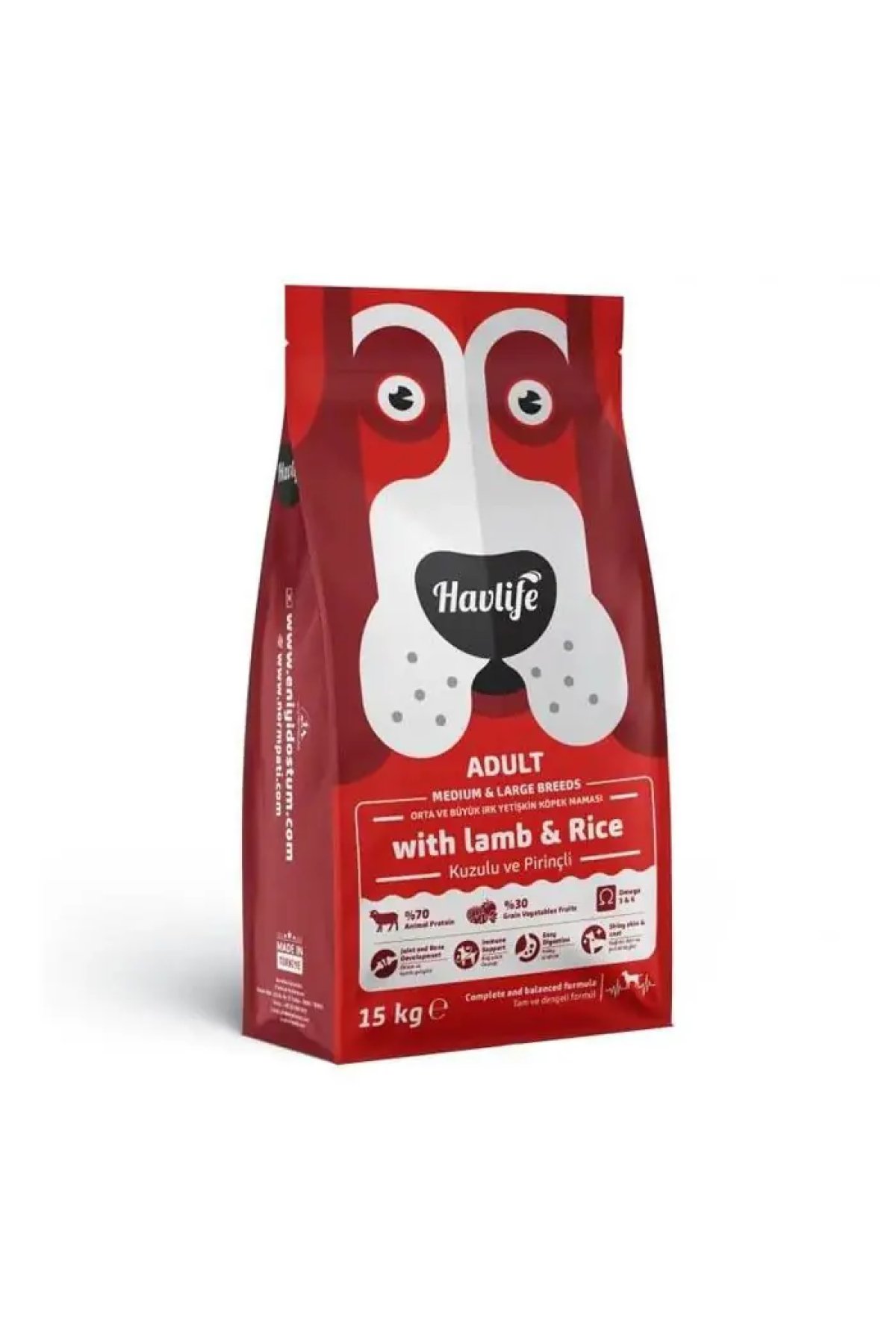 Orta Büyük Irk Yetişkin Kuzulu Köpek Maması 15Kg