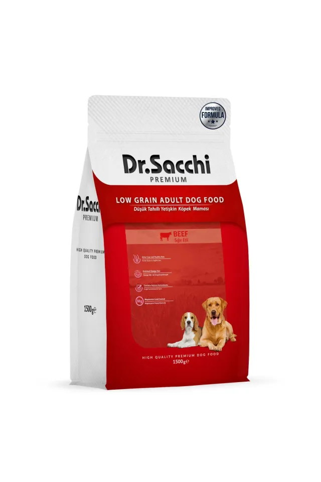 Premium Düşük Tahıllı Sığır Etli Yetişkin Köpek Maması 1,5 Kg